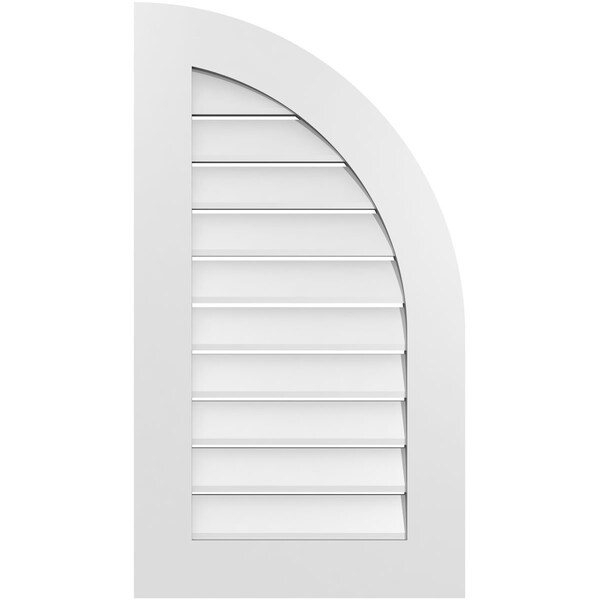 Ekena Millwork Quarter Round Top Right Surface Mount PVC Gable Vent w/ 3-1/2"W x 1"P Standard Frame, 20"W x 36"H GVPQR20X3601SF - main